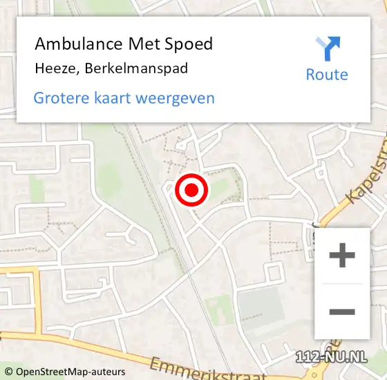Locatie op kaart van de 112 melding: Ambulance Met Spoed Naar Heeze, Berkelmanspad op 1 juli 2020 00:25