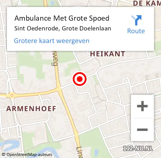 Locatie op kaart van de 112 melding: Ambulance Met Grote Spoed Naar Sint Oedenrode, Grote Doelenlaan op 1 juli 2020 08:08