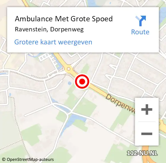 Locatie op kaart van de 112 melding: Ambulance Met Grote Spoed Naar Ravenstein, Dorpenweg op 1 juli 2020 08:59