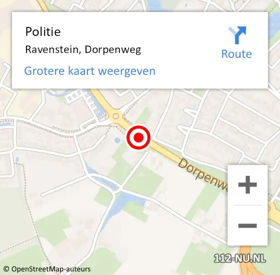 Locatie op kaart van de 112 melding: Politie Ravenstein, Dorpenweg op 1 juli 2020 09:01