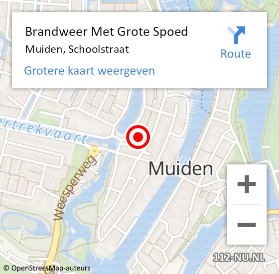 Locatie op kaart van de 112 melding: Brandweer Met Grote Spoed Naar Muiden, Schoolstraat op 1 juli 2020 09:43