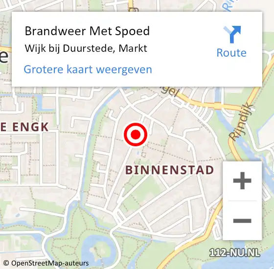 Locatie op kaart van de 112 melding: Brandweer Met Spoed Naar Wijk bij Duurstede, Markt op 1 juli 2020 09:50