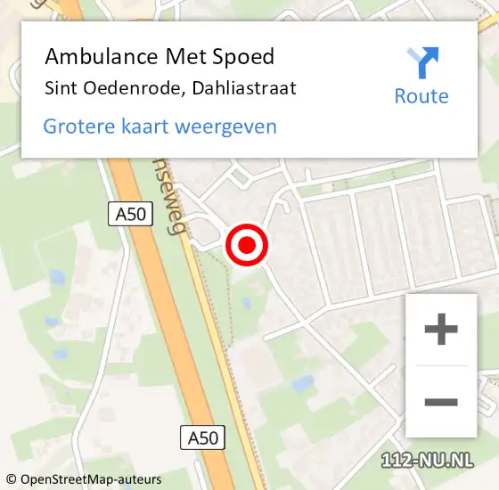 Locatie op kaart van de 112 melding: Ambulance Met Spoed Naar Sint Oedenrode, Dahliastraat op 1 juli 2020 10:18