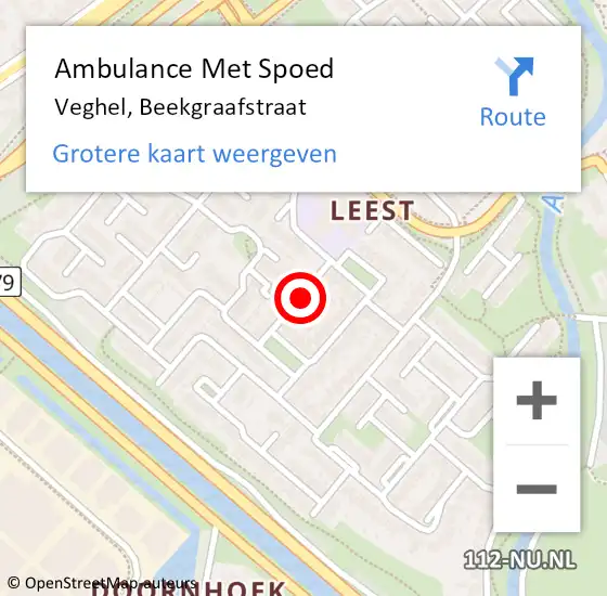 Locatie op kaart van de 112 melding: Ambulance Met Spoed Naar Veghel, Beekgraafstraat op 1 juli 2020 10:36