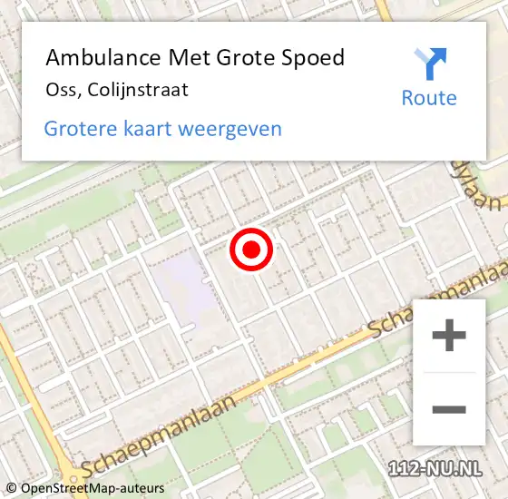 Locatie op kaart van de 112 melding: Ambulance Met Grote Spoed Naar Oss, Colijnstraat op 1 juli 2020 10:40