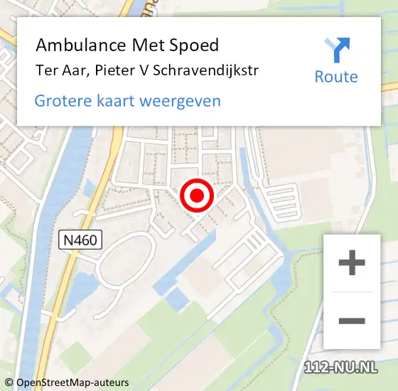 Locatie op kaart van de 112 melding: Ambulance Met Spoed Naar Ter Aar, Pieter V Schravendijkstr op 11 mei 2014 11:25