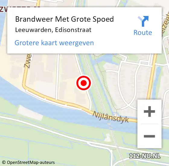 Locatie op kaart van de 112 melding: Brandweer Met Grote Spoed Naar Leeuwarden, Edisonstraat op 8 september 2013 04:18