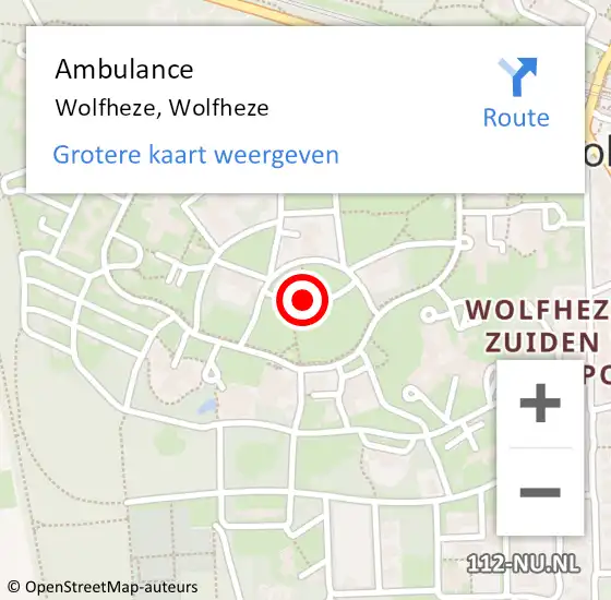 Locatie op kaart van de 112 melding: Ambulance Wolfheze, Wolfheze op 1 juli 2020 12:03