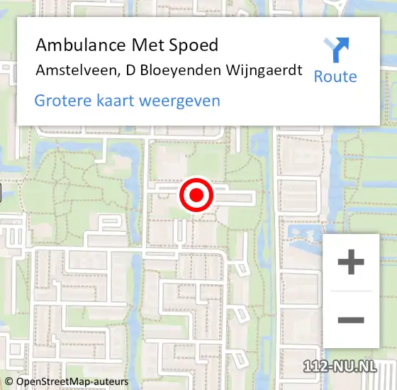 Locatie op kaart van de 112 melding: Ambulance Met Spoed Naar Amstelveen, D Bloeyenden Wijngaerdt op 1 juli 2020 12:28