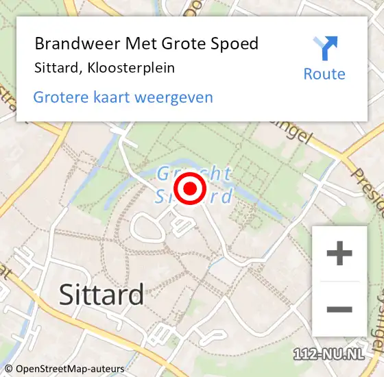 Locatie op kaart van de 112 melding: Brandweer Met Grote Spoed Naar Sittard, Kloosterplein op 1 juli 2020 13:31