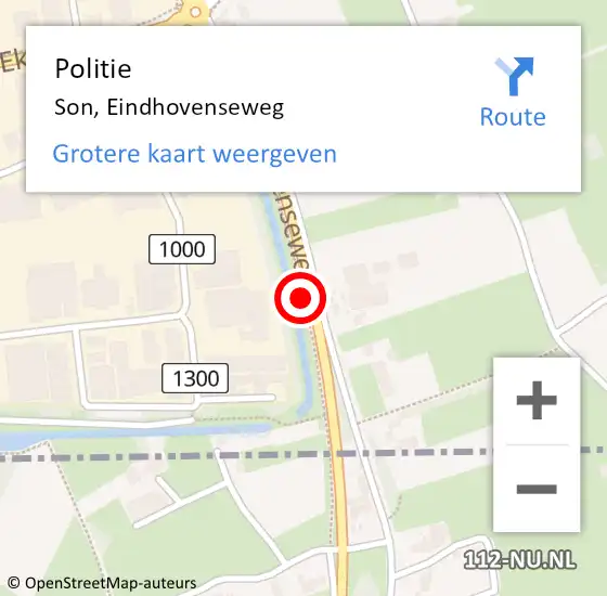 Locatie op kaart van de 112 melding: Politie Son, Eindhovenseweg op 1 juli 2020 13:53