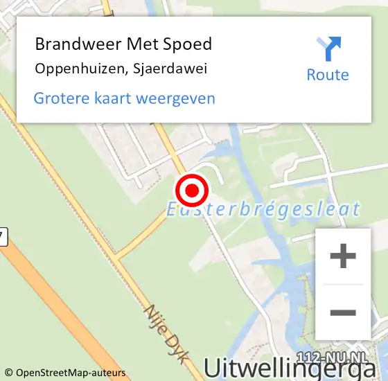 Locatie op kaart van de 112 melding: Brandweer Met Spoed Naar Oppenhuizen, Sjaerdawei op 1 juli 2020 14:11