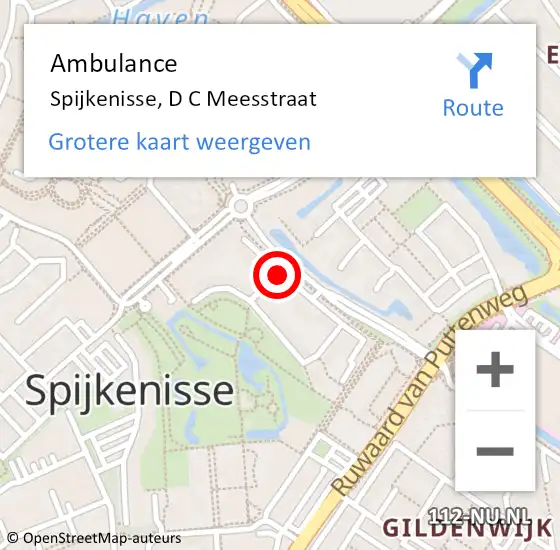 Locatie op kaart van de 112 melding: Ambulance Spijkenisse, D C Meesstraat op 1 juli 2020 14:20