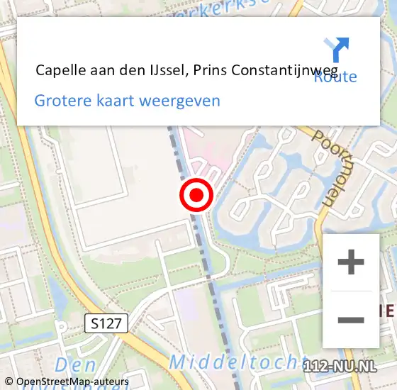 Locatie op kaart van de 112 melding:  Capelle aan den IJssel, Prins Constantijnweg op 1 juli 2020 14:21