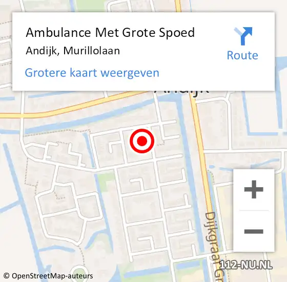 Locatie op kaart van de 112 melding: Ambulance Met Grote Spoed Naar Andijk, Murillolaan op 1 juli 2020 14:49