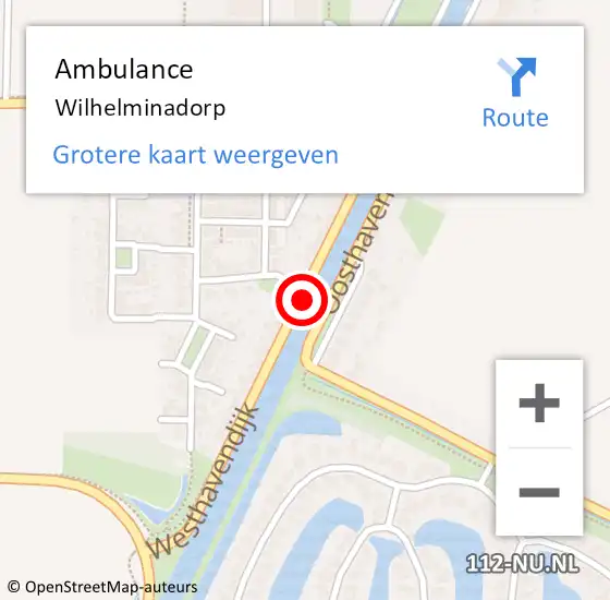 Locatie op kaart van de 112 melding: Ambulance Wilhelminadorp op 1 juli 2020 15:23