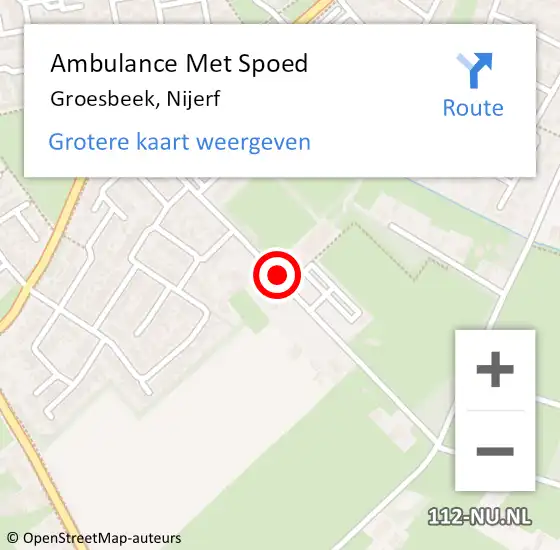 Locatie op kaart van de 112 melding: Ambulance Met Spoed Naar Groesbeek, Nijerf op 1 juli 2020 15:27