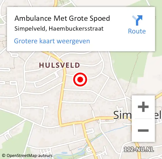 Locatie op kaart van de 112 melding: Ambulance Met Grote Spoed Naar Simpelveld, Haembuckersstraat op 11 mei 2014 11:52