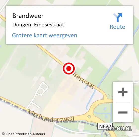 Locatie op kaart van de 112 melding: Brandweer Dongen, Eindsestraat op 1 juli 2020 17:12