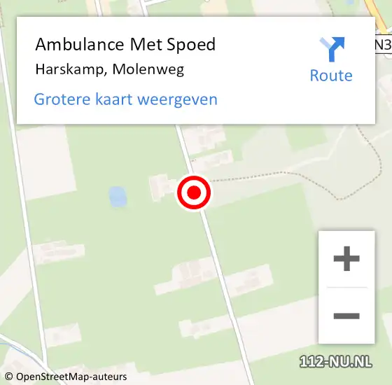 Locatie op kaart van de 112 melding: Ambulance Met Spoed Naar Harskamp, Molenweg op 1 juli 2020 17:21