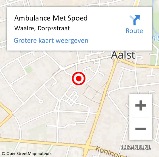 Locatie op kaart van de 112 melding: Ambulance Met Spoed Naar Waalre, Dorpsstraat op 1 juli 2020 17:32