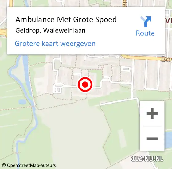 Locatie op kaart van de 112 melding: Ambulance Met Grote Spoed Naar Geldrop, Waleweinlaan op 1 juli 2020 17:44