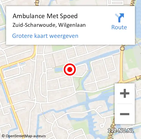 Locatie op kaart van de 112 melding: Ambulance Met Spoed Naar Zuid-Scharwoude, Wilgenlaan op 1 juli 2020 18:05