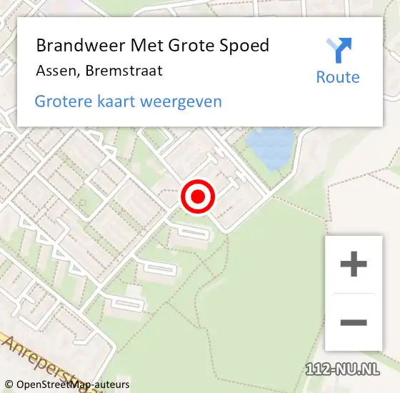 Locatie op kaart van de 112 melding: Brandweer Met Grote Spoed Naar Assen, Bremstraat op 11 mei 2014 12:07