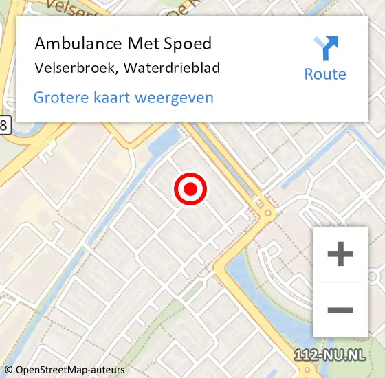 Locatie op kaart van de 112 melding: Ambulance Met Spoed Naar Velserbroek, Waterdrieblad op 1 juli 2020 22:30