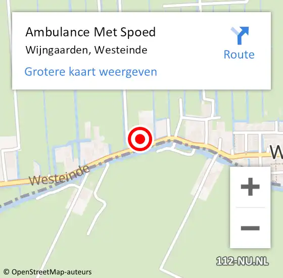 Locatie op kaart van de 112 melding: Ambulance Met Spoed Naar Wijngaarden, Westeinde op 11 mei 2014 12:31