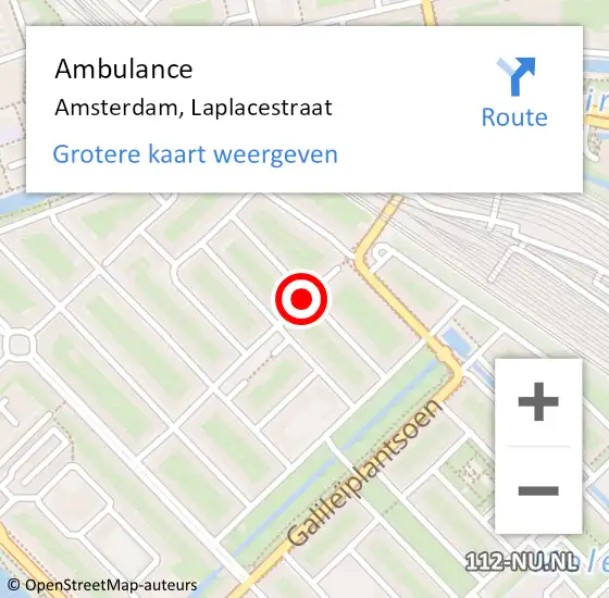 Locatie op kaart van de 112 melding: Ambulance Amsterdam, Laplacestraat op 2 juli 2020 00:11