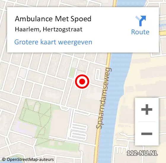 Locatie op kaart van de 112 melding: Ambulance Met Spoed Naar Haarlem, Hertzogstraat op 2 juli 2020 00:17
