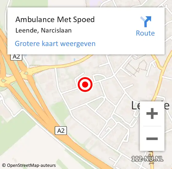 Locatie op kaart van de 112 melding: Ambulance Met Spoed Naar Leende, Narcislaan op 2 juli 2020 00:21