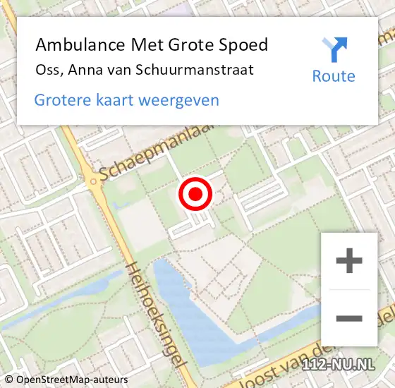Locatie op kaart van de 112 melding: Ambulance Met Grote Spoed Naar Oss, Anna van Schuurmanstraat op 2 juli 2020 02:57