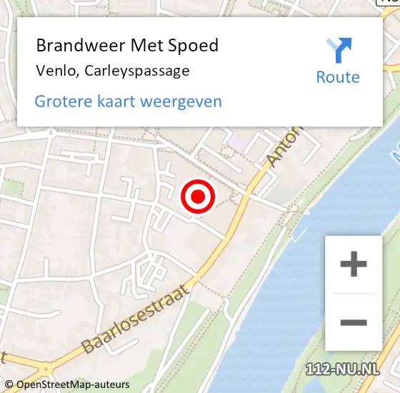 Locatie op kaart van de 112 melding: Brandweer Met Spoed Naar Venlo, Carleyspassage op 2 juli 2020 03:35