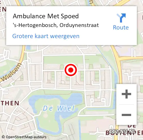 Locatie op kaart van de 112 melding: Ambulance Met Spoed Naar 's-Hertogenbosch, Orduynenstraat op 2 juli 2020 04:20