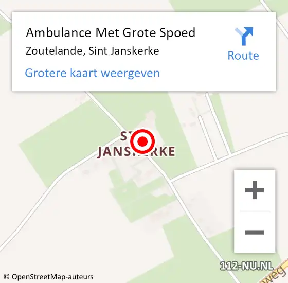 Locatie op kaart van de 112 melding: Ambulance Met Grote Spoed Naar Zoutelande, Sint Janskerke op 11 mei 2014 12:42