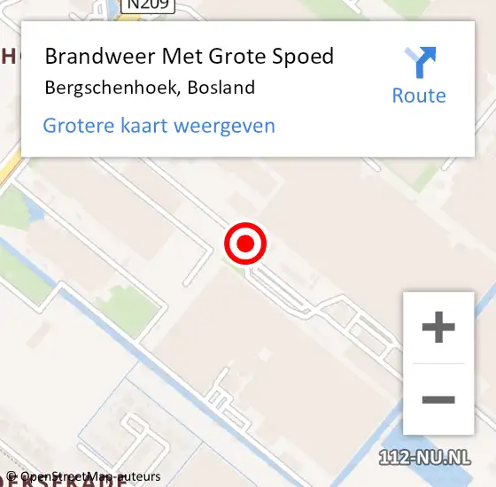 Locatie op kaart van de 112 melding: Brandweer Met Grote Spoed Naar Bergschenhoek, Bosland op 2 juli 2020 06:27