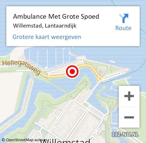 Locatie op kaart van de 112 melding: Ambulance Met Grote Spoed Naar Willemstad, Lantaarndijk op 2 juli 2020 06:47