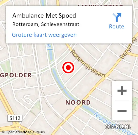 Locatie op kaart van de 112 melding: Ambulance Met Spoed Naar Rotterdam, Schieveenstraat op 2 juli 2020 07:46