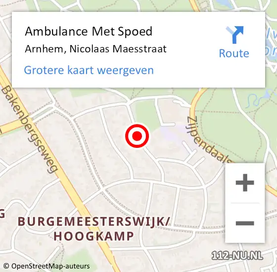 Locatie op kaart van de 112 melding: Ambulance Met Spoed Naar Arnhem, Nicolaas Maesstraat op 2 juli 2020 08:26