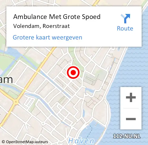 Locatie op kaart van de 112 melding: Ambulance Met Grote Spoed Naar Volendam, Roerstraat op 2 juli 2020 10:27