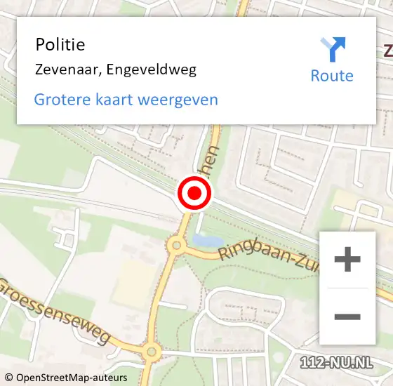 Locatie op kaart van de 112 melding: Politie Zevenaar, Engeveldweg op 2 juli 2020 11:07