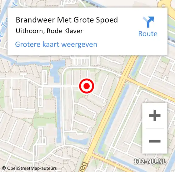 Locatie op kaart van de 112 melding: Brandweer Met Grote Spoed Naar Uithoorn, Rode Klaver op 2 juli 2020 11:37