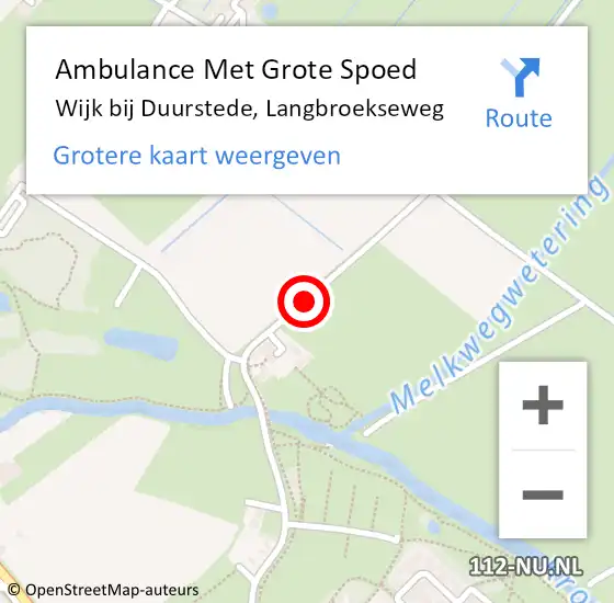 Locatie op kaart van de 112 melding: Ambulance Met Grote Spoed Naar Wijk bij Duurstede, Langbroekseweg op 2 juli 2020 12:05