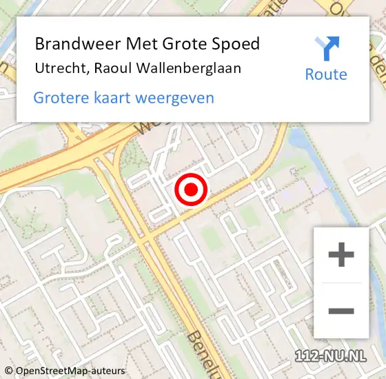 Locatie op kaart van de 112 melding: Brandweer Met Grote Spoed Naar Utrecht, Raoul Wallenberglaan op 2 juli 2020 13:04