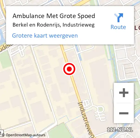 Locatie op kaart van de 112 melding: Ambulance Met Grote Spoed Naar Berkel en Rodenrijs, Industrieweg op 2 juli 2020 13:13