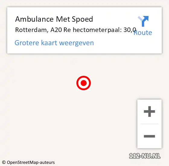 Locatie op kaart van de 112 melding: Ambulance Met Spoed Naar Rotterdam, A20 Re hectometerpaal: 30,1 op 2 juli 2020 13:20