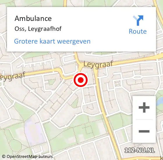 Locatie op kaart van de 112 melding: Ambulance Oss, Leygraafhof op 2 juli 2020 13:26