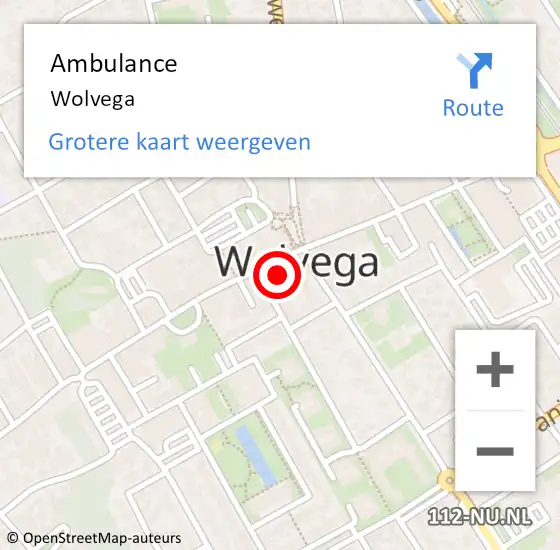 Locatie op kaart van de 112 melding: Ambulance Wolvega op 2 juli 2020 13:54